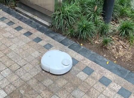 主人不在家小猫开门 扫地机器人下27楼打扫卫生